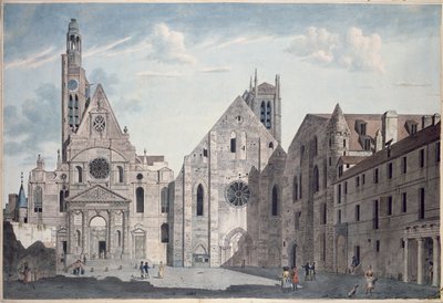 St. Genevieve és St. Etienne du Mont templomok homlokzatai, Párizs, 1800 körül (toll, tinta és WC papíron) alkotó: Angelo Garbizza